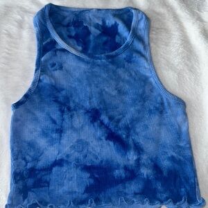 Blue, tie-dye tank top